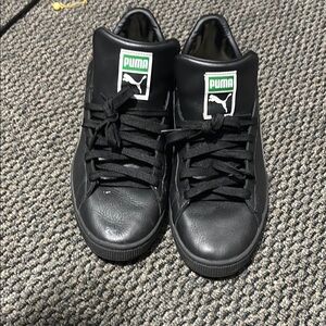Puma Black Leather Sneakers Classic Low-Top Design PickUp